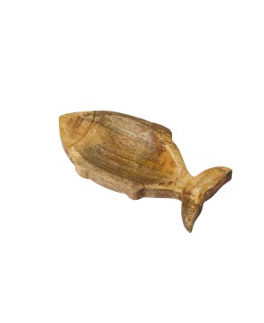 Hand-Carved Mango Wood Fish Dish – Natural Rustic Serveware