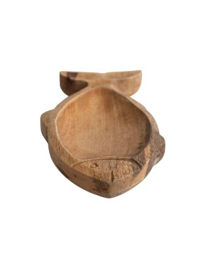 Hand-Carved Mango Wood Fish Dish – Natural Rustic Serveware