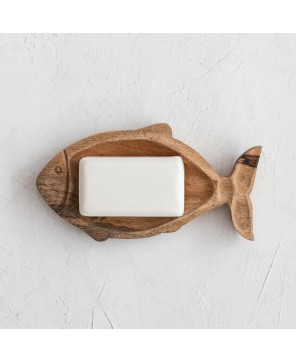 Hand-Carved Mango Wood Fish Dish – Natural Rustic Serveware