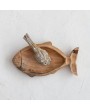 Hand-Carved Mango Wood Fish Dish – Natural Rustic Serveware