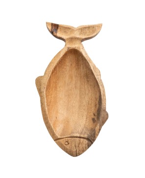 Hand-Carved Mango Wood Fish Dish – Natural Rustic Serveware