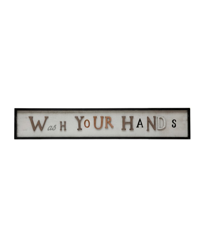 Wash Your Hands Framed Wall Decor – Fun Industrial Style Sign