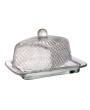 Cut Recycled Glass Butter Dish with Embossed Design – Farmhouse Style