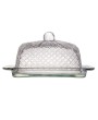 Cut Recycled Glass Butter Dish with Embossed Design – Farmhouse Style