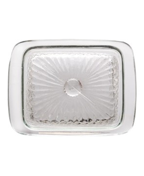 Cut Recycled Glass Butter Dish with Embossed Design – Farmhouse Style