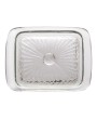 Cut Recycled Glass Butter Dish with Embossed Design – Farmhouse Style