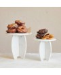 White Marble Pedestal – 8" Round, Interlocking Base, Elegant Display