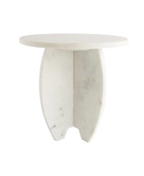 White Marble Pedestal – 8" Round, Interlocking Base, Elegant Display