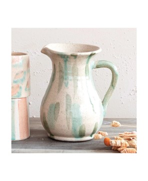 Hand-Painted Terra-Cotta Pitcher – 72 oz., Rustic Crackle Glaze