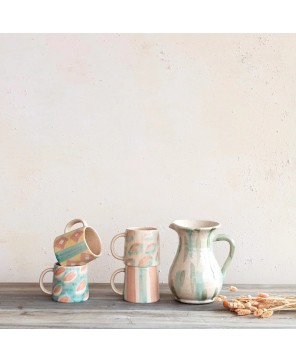 Hand-Painted Terra-Cotta Pitcher – 72 oz., Rustic Crackle Glaze