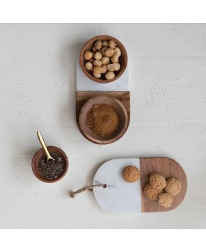 Marble & Acacia Wood Pinch Pot – Stylish & Functional Kitchen Storage