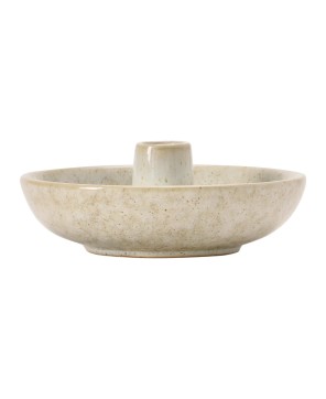 5" Stoneware Dish w/ Toothpick Holder – White Reactive Glaze