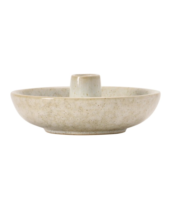 5" Stoneware Dish w/ Toothpick Holder – White Reactive Glaze