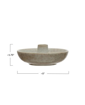 5" Stoneware Dish w/ Toothpick Holder – White Reactive Glaze