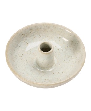 5" Stoneware Dish w/ Toothpick Holder – White Reactive Glaze