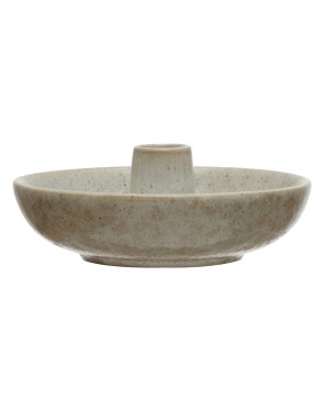 5" Stoneware Dish w/ Toothpick Holder – White Reactive Glaze