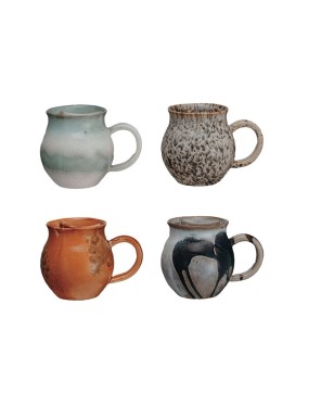 Stoneware Mug with Tea Bag Holder – Reactive Glaze, Unique Colors