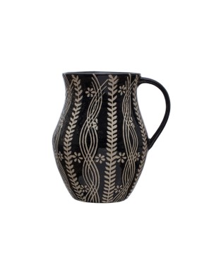 2.5-Quart Stoneware Pitcher – Wax Relief Floral Farmhouse Design