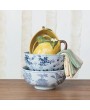 Porcelain Bowl – Blue & White Botanicals with Crackle Glaze