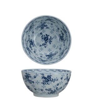 Porcelain Bowl – Blue & White Botanicals with Crackle Glaze