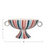 Hand-Painted Stoneware Footed Bowl – Multi-Color Striped Design