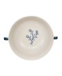 Hand-Painted Stoneware Footed Bowl – Multi-Color Striped Design