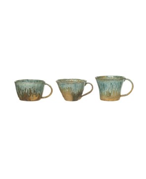 10 oz. Stoneware Mug – Reactive Crackle Glaze & Elegant Design