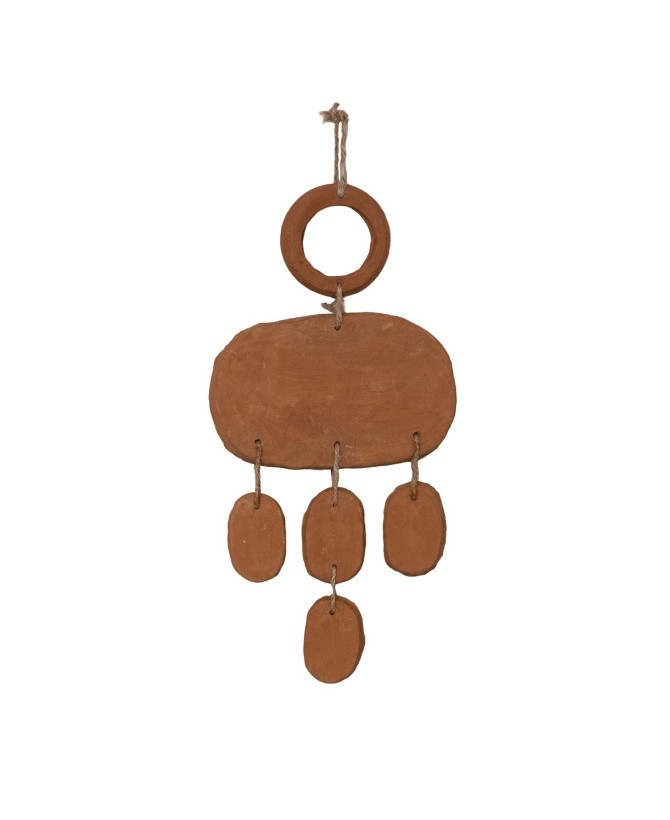 Handmade Terra-cotta Wall Hanging with Jute Hanger - Natural & Rustic