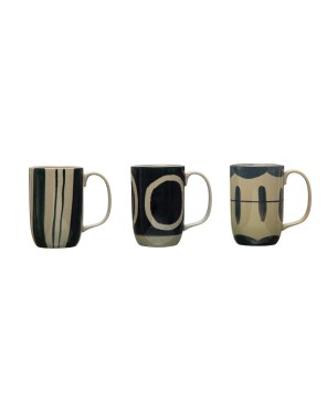 12 oz. Hand-Painted Stoneware Mug – Farmhouse-Style Drinkware