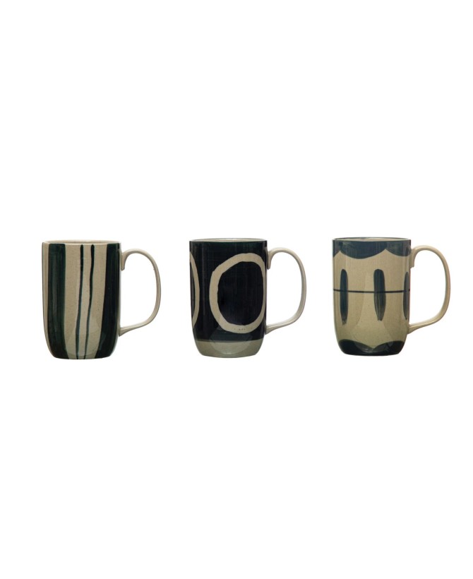 12 oz. Hand-Painted Stoneware Mug – Farmhouse-Style Drinkware