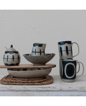 12 oz. Hand-Painted Stoneware Mug – Farmhouse-Style Drinkware