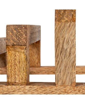Rustic Mango Wood Stand with 3 Sections – Farmhouse Kitchen Storage