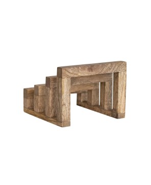 Rustic Mango Wood Stand with 3 Sections – Farmhouse Kitchen Storage