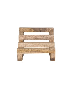 Rustic Mango Wood Stand with 3 Sections – Farmhouse Kitchen Storage