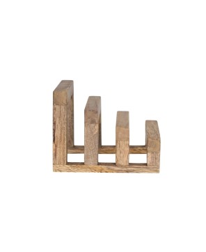 Rustic Mango Wood Stand with 3 Sections – Farmhouse Kitchen Storage
