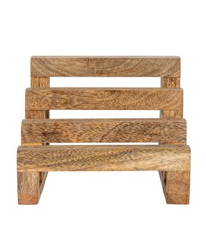 Rustic Mango Wood Stand with 3 Sections – Farmhouse Kitchen Storage