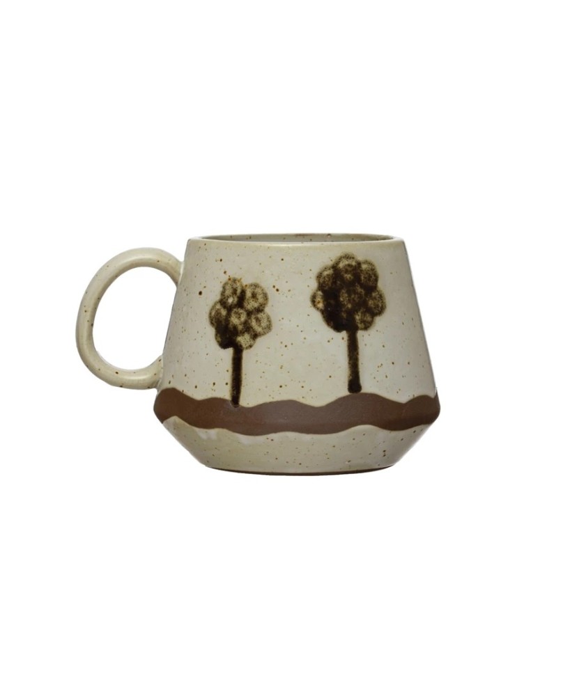 Hand-Painted Stoneware Mug – Scenic Trees, Reactive Glaze Hand-Painted Stoneware Mug – Scenic Trees, Reactive Glaze
