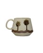 Hand-Painted Stoneware Mug – Scenic Trees, Reactive Glaze