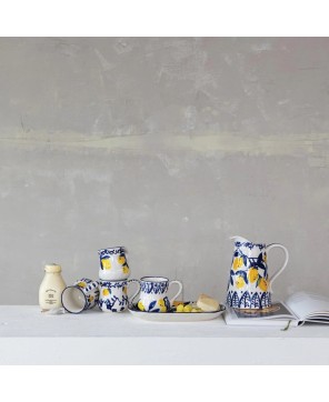16 oz. Hand-Painted Stoneware Mug – Lemon Design, 4 Unique Styles
