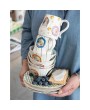 12 oz. Embossed Hand-Painted Stoneware Mug – Artistic & Unique