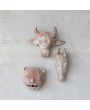 Handmade Terra-cotta Tiger Head Wall Décor - Whitewashed Boho Style