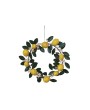 Hand-Painted Metal Lemon Wreath - Farmhouse Style with Floral Details