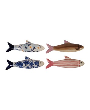 Hand-Painted Stoneware Fish Décor - Coastal Wall Art for Home