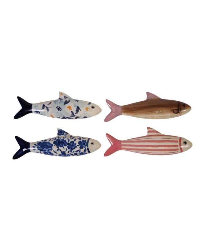 Hand-Painted Stoneware Fish Décor - Coastal Wall Art for Home