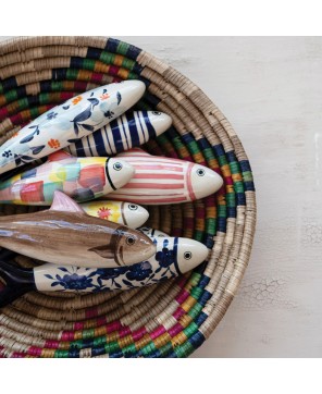 Hand-Painted Stoneware Fish Décor - Coastal Wall Art for Home