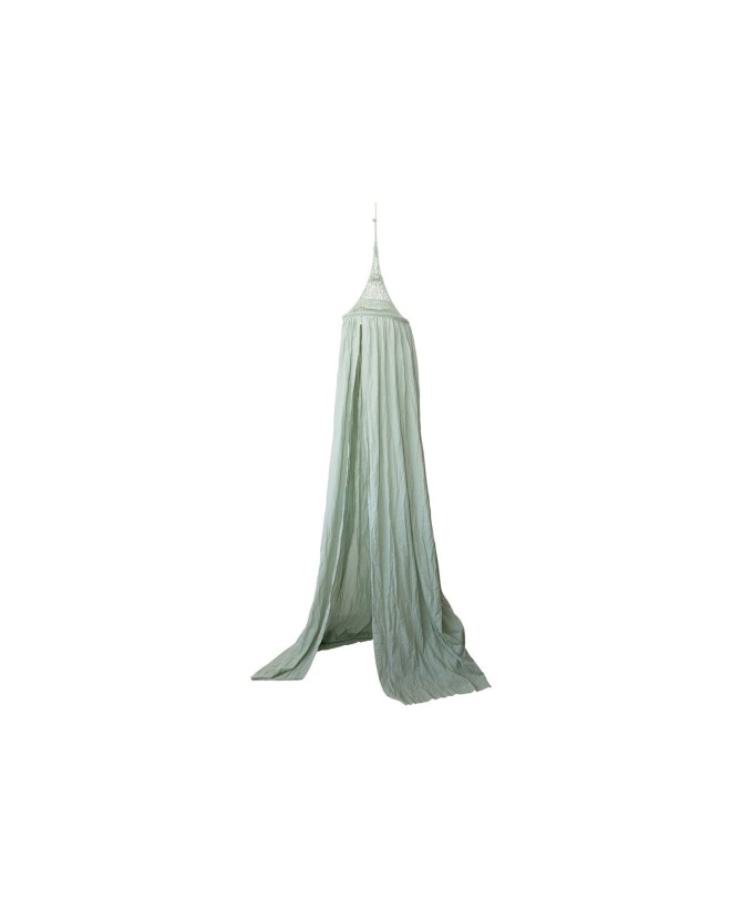 Hand-Woven Crocheted Cotton Canopy in Mint - Elegant Home Décor