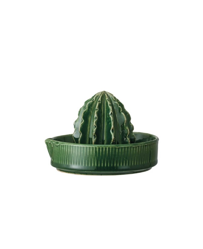 Cactus-Shaped Stoneware Juicer – Green, Boho Kitchen Essential