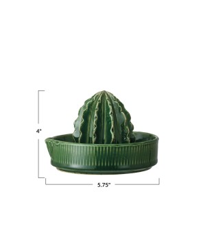 Cactus-Shaped Stoneware Juicer – Green, Boho Kitchen Essential