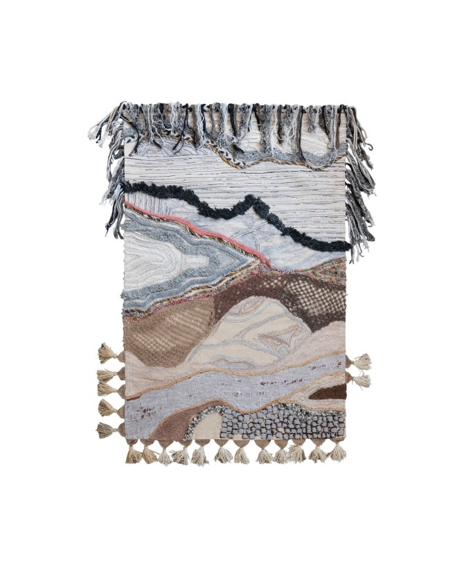 Hand-Woven Cotton Blend Wall Hanging with Wood Hanger, Multi-Color