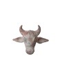 Handmade Terra-cotta Cow Head Wall Décor with Whitewashed Finish